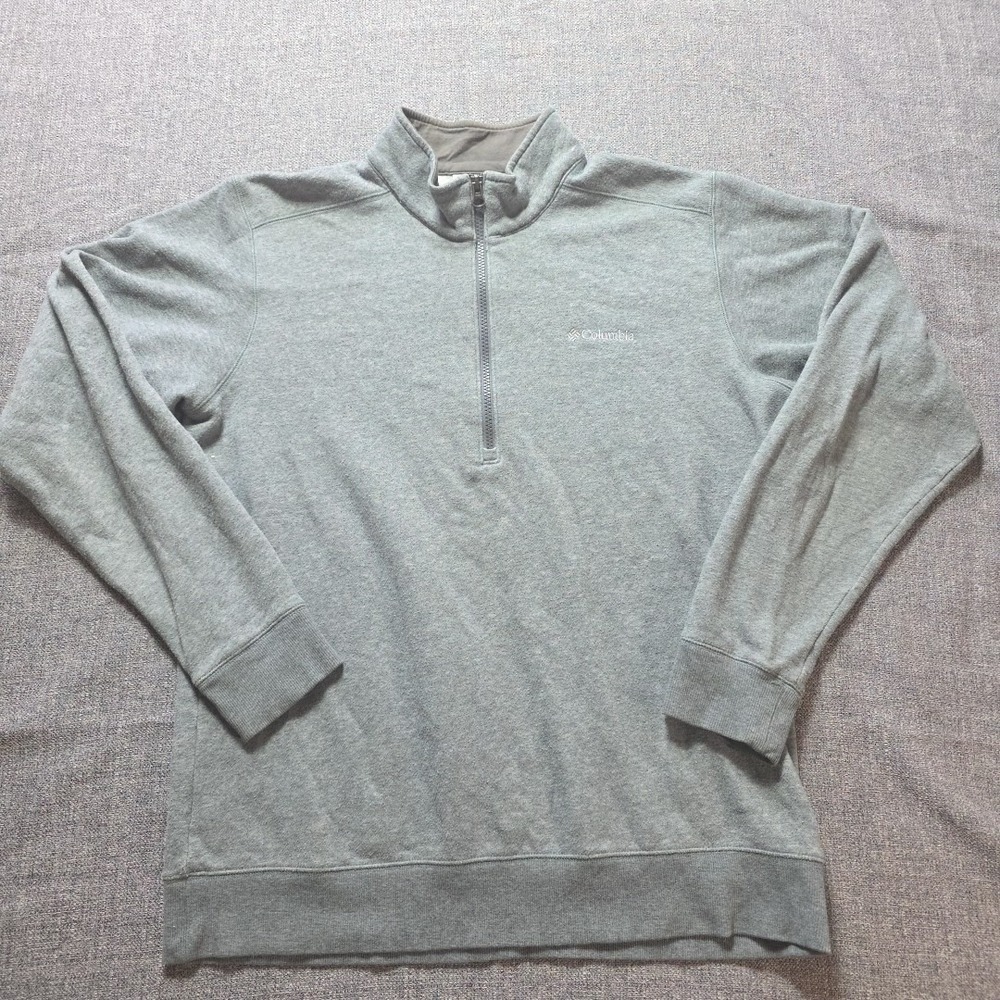 Columbia Half 1/4 Zip Fleece Pullover Men Medium Grey XM6174 Hiking Outdoor